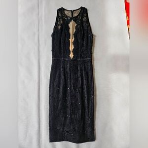 Mandalay Black Sequin Sheath Midi Dress